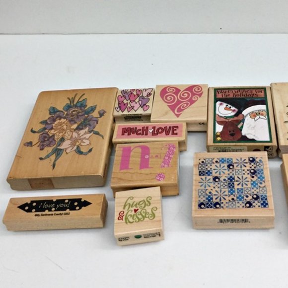 Lot 11 Rubber Stamps Hero Arts Inkadinkado Stampe - Picture 1 of 11